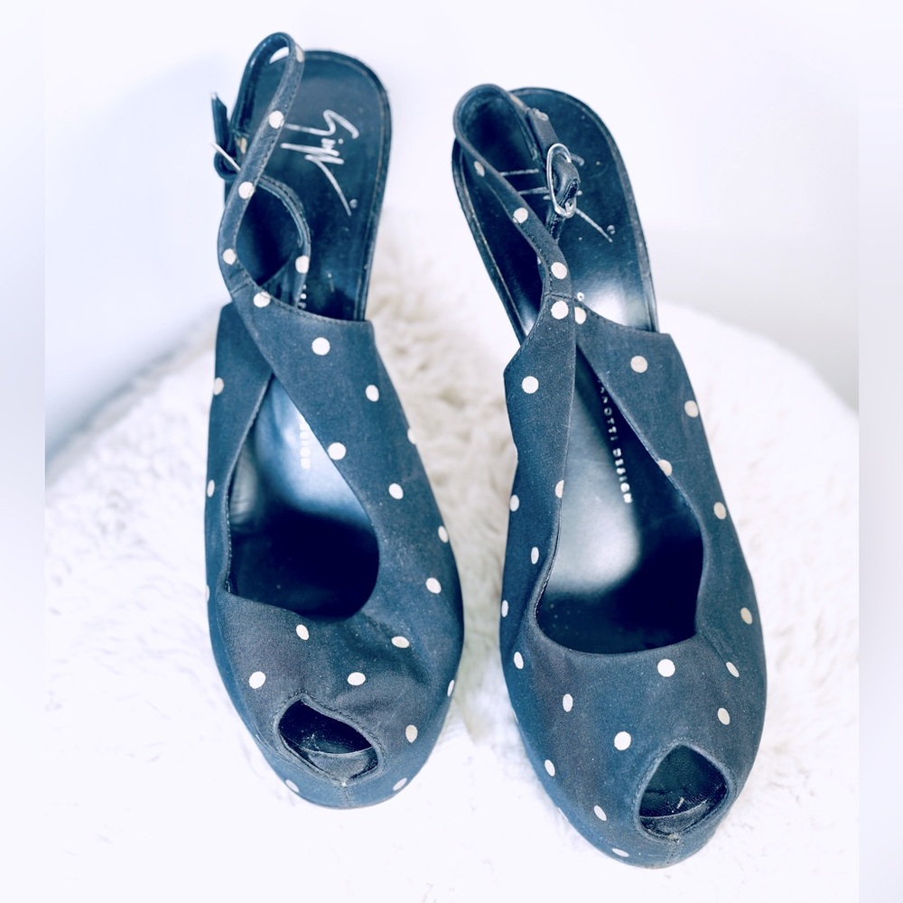 Giuseppe Zanotti black white Polka dot heels- Size 40